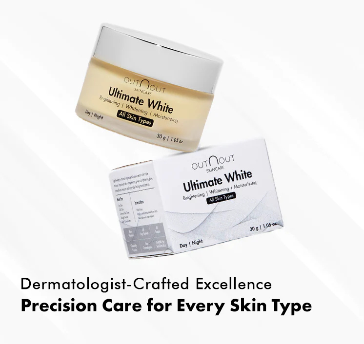 Ultimate White cream packaging and glass jar